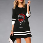 Women’s Festive Reindeer Print Christmas Dress Black 2