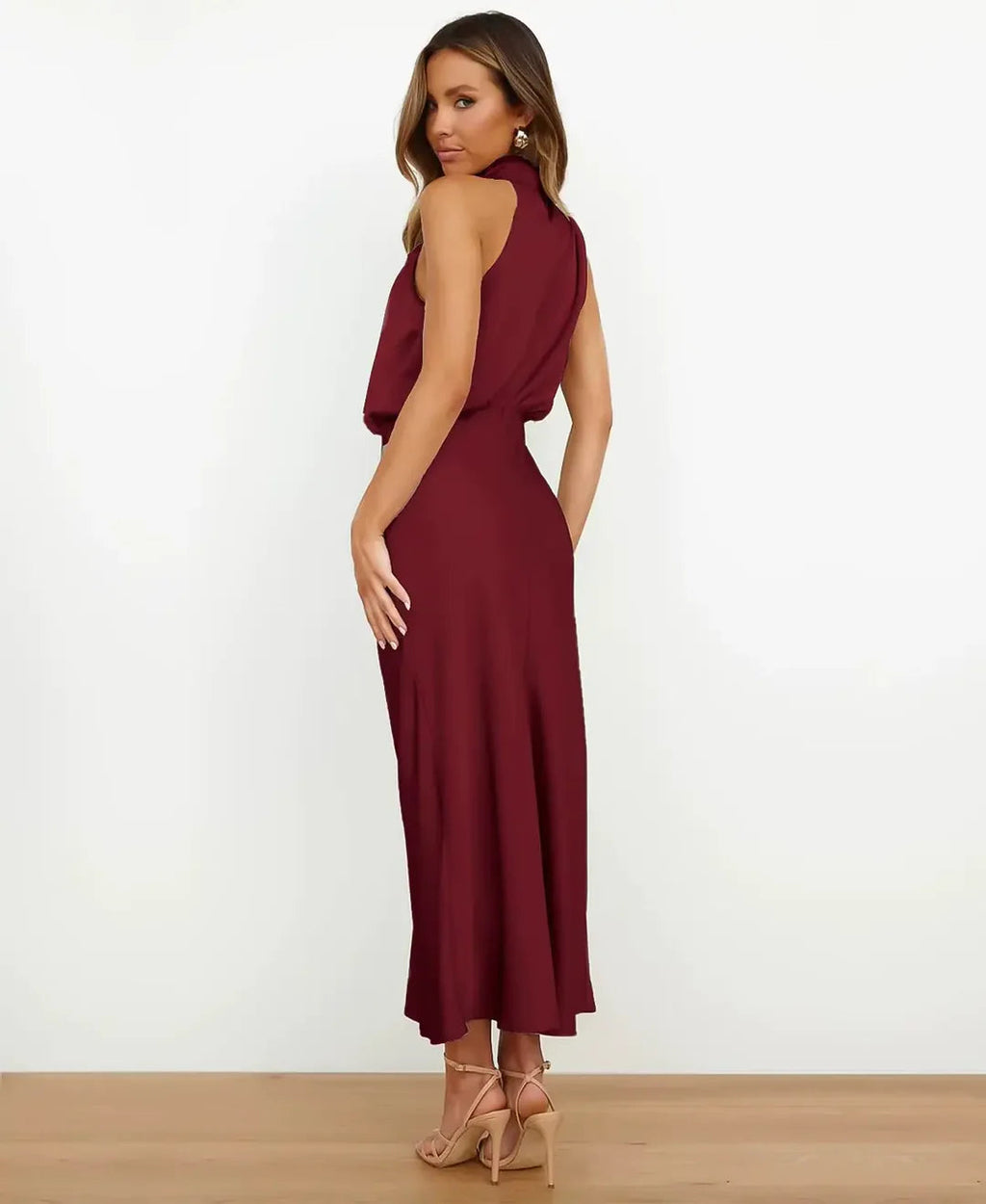 Women’s Elegant Halter Midi Dress