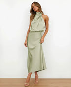 Women’s Elegant Halter Midi Dress