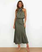 Women’s Elegant Halter Midi Dress