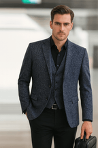 Men’s Slim Tailored Blazer Jacket for Spring and Summer Styling Navy Blue