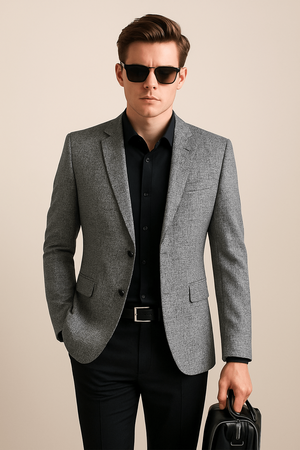 Men’s Slim Tailored Blazer Jacket for Spring and Summer Styling Light Grey