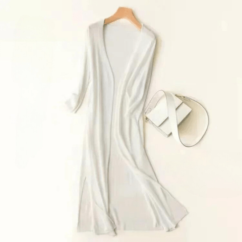 Women’s Lightweight Long Cardigan - Casual Everyday Outerwear White