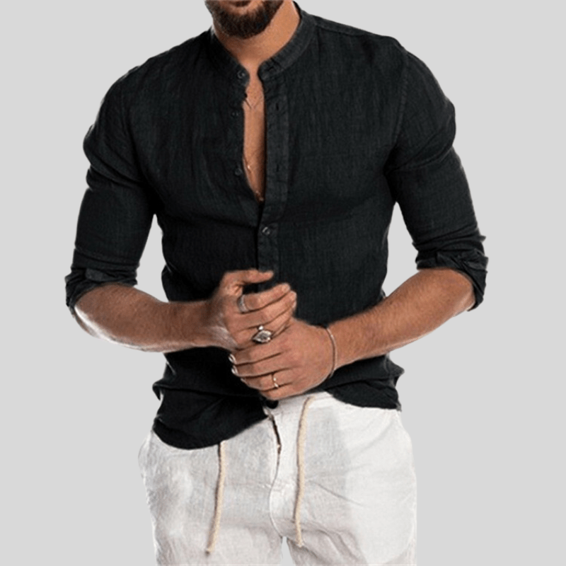 Men’s Lightweight Long Sleeve Casual Shirt Black