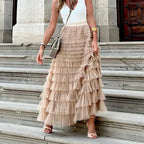 Women’s Flowy Tulle Midi Skirt with Gentle Movement