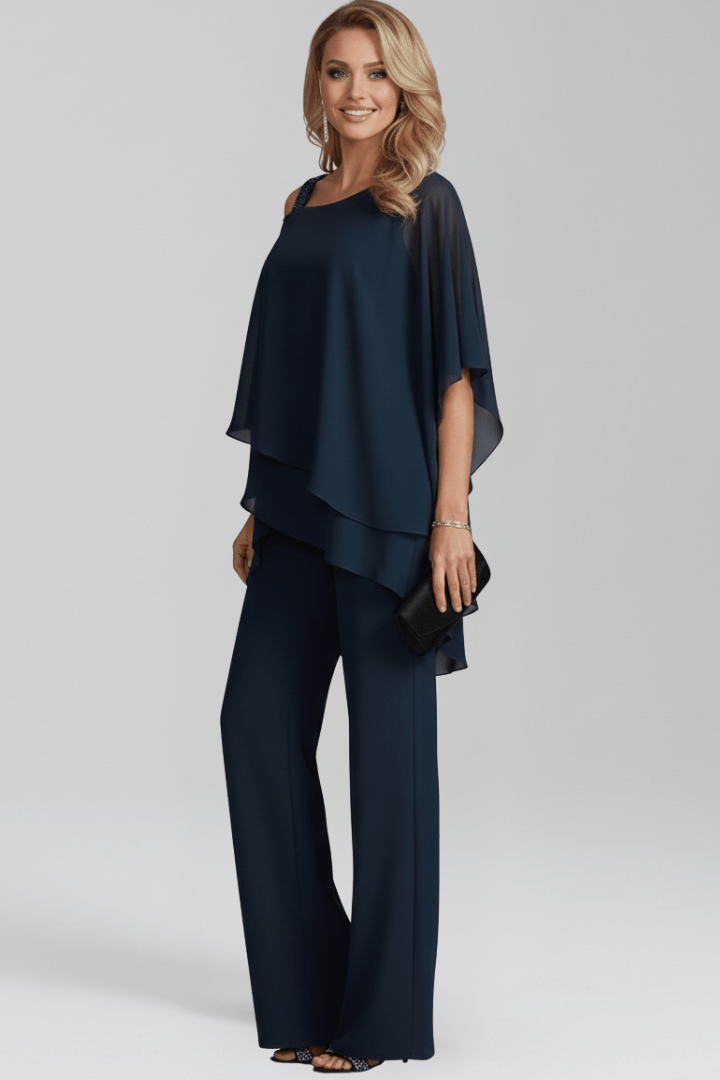 Women’s Cold-Shoulder Flowing Wide-Leg Jumpsuit