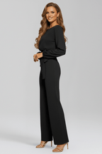 Women’s Classic Round-Neck Tie-Waist Jumpsuit