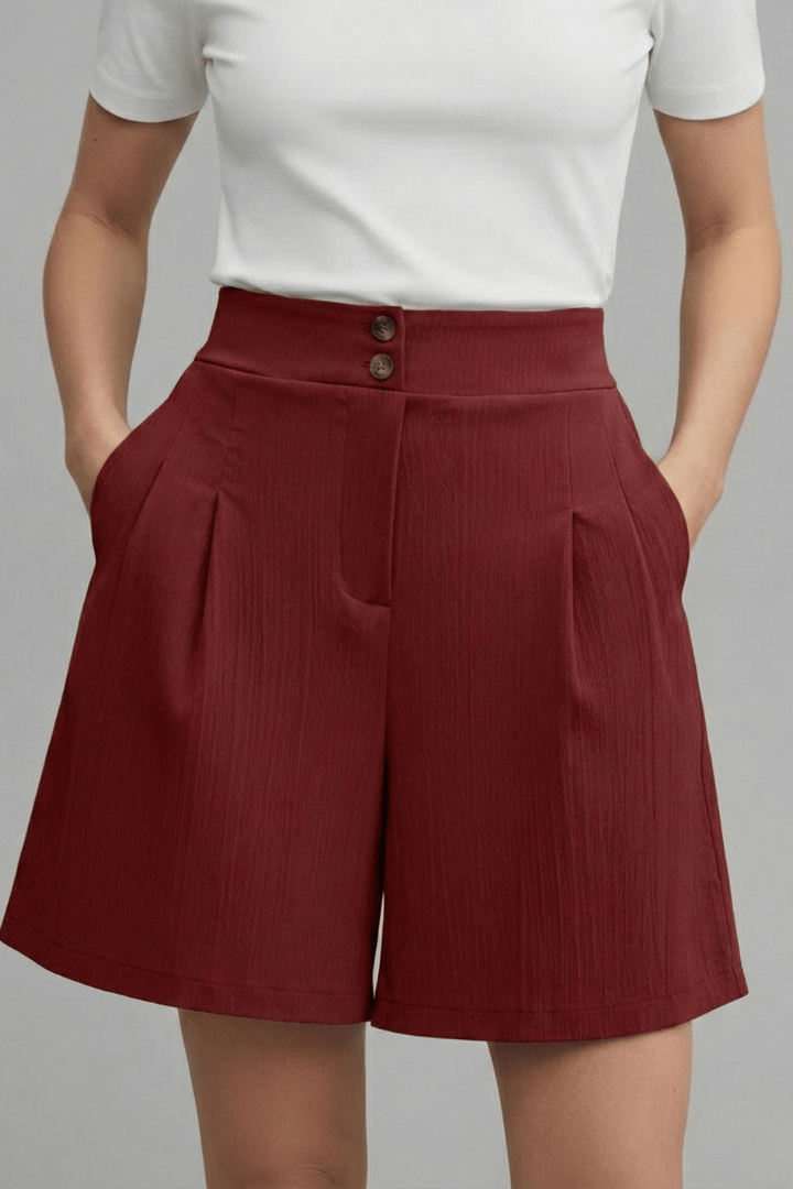 Women’s High Waist Wide Leg Shorts for Effortless Summer Style Burgundy
