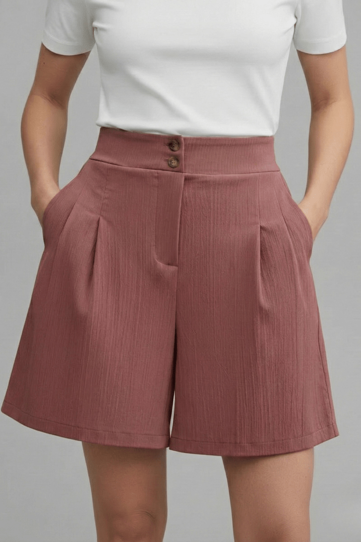 Women’s High Waist Wide Leg Shorts for Effortless Summer Style Dusty Rose Brown