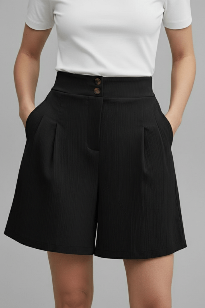 Women’s High Waist Wide Leg Shorts for Effortless Summer Style Black