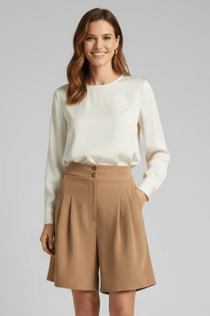 Women’s High Waist Pleated Tailored Shorts for Summer Style