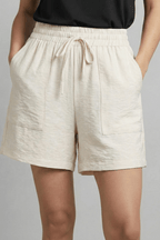 Women’s Casual Elastic Waist Drawstring Shorts for Summer Comfort White