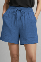 Women’s Casual Elastic Waist Drawstring Shorts for Summer Comfort Blue