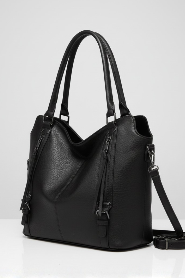Women’s Classic Structured Tote Bag with Dual Handles and Zip Closure