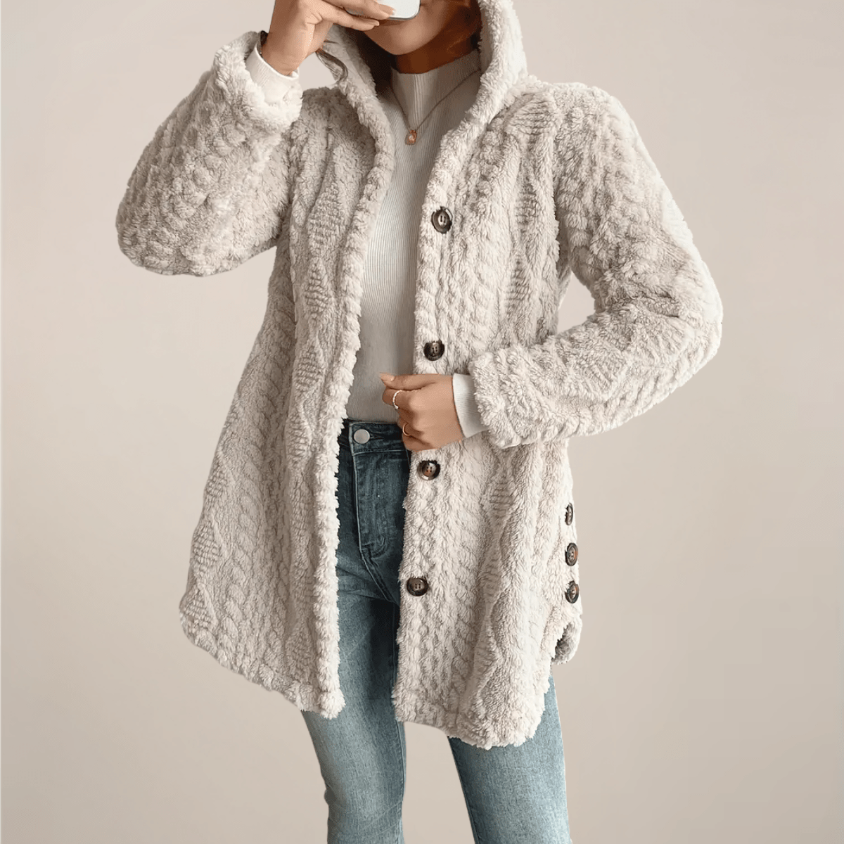 Women’s Hooded Textured Cardigan for Spring and Summer Layering White