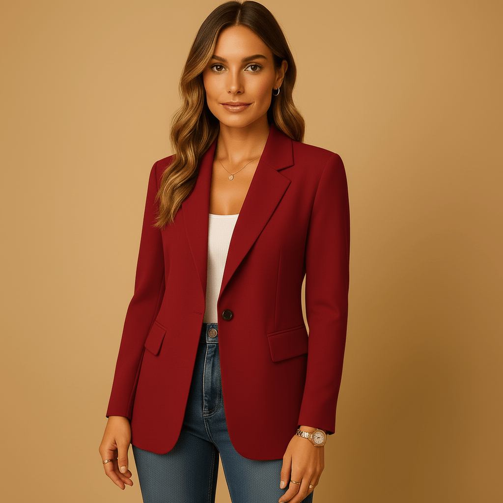 Women’s Tailored Fitted Blazer Jacket - Modern Summer Style Red