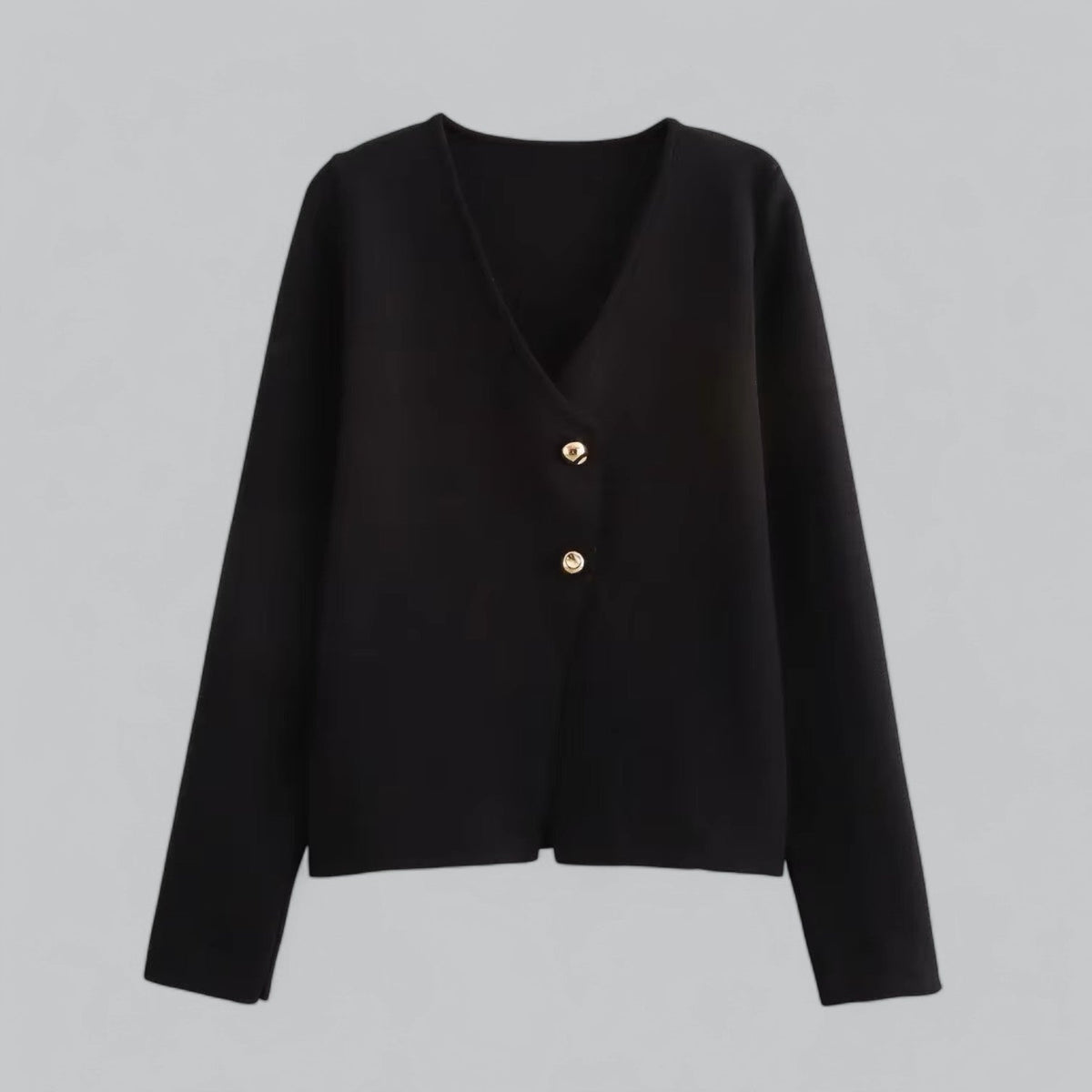 Women’s Minimal Button Cardigan for Everyday Layering Black