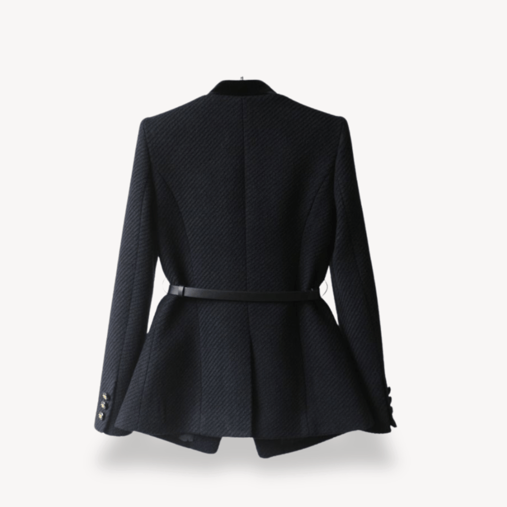 Women’s Tailored Belted Blazer with Button Front Detail