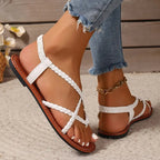 Women’s Braided Flat Sandals for Spring and Summer Casual Wear