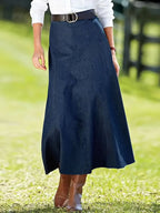 Women’s Long Flared Denim Skirt Blue