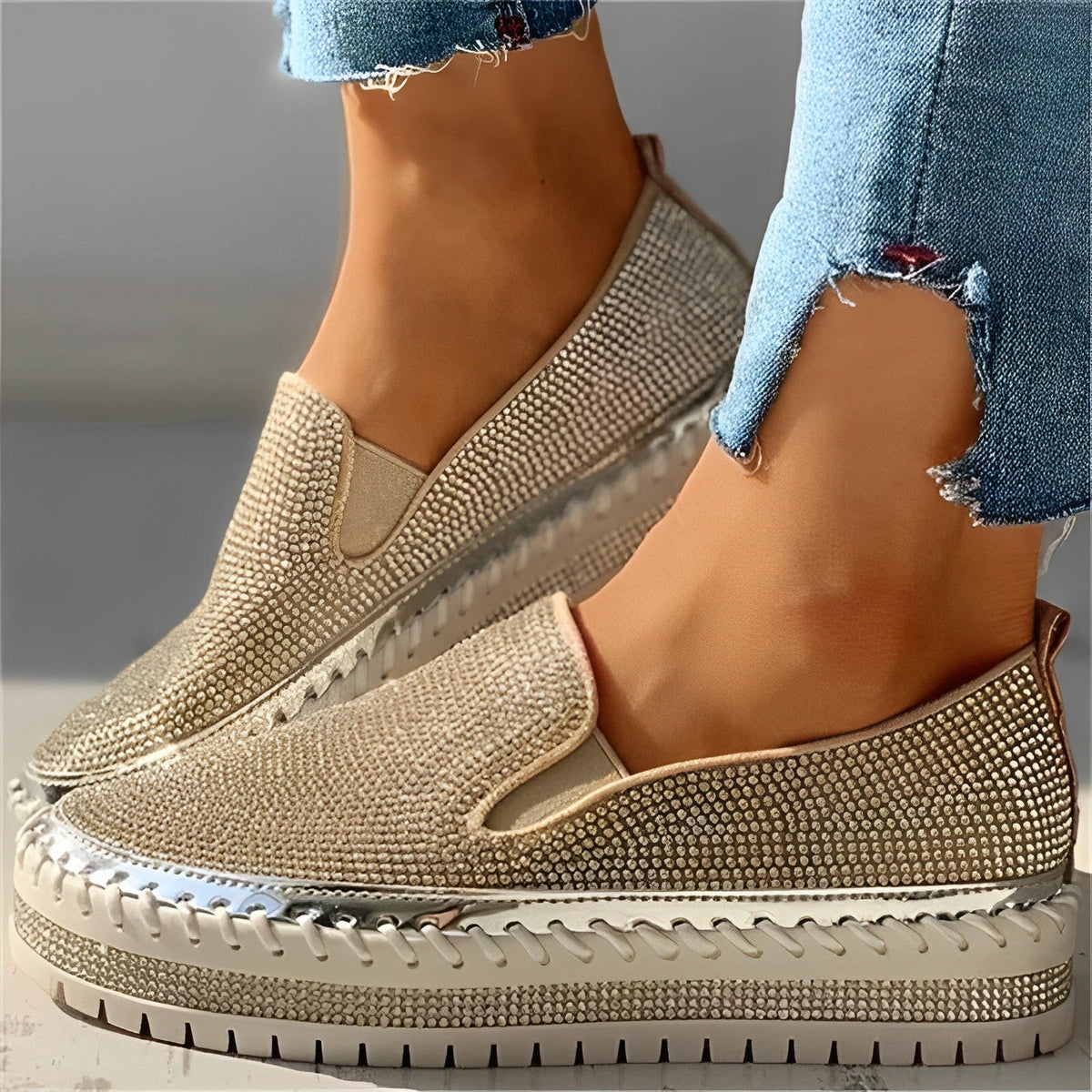 Women’s Glittering Diamond Loafers – Everyday Footwear