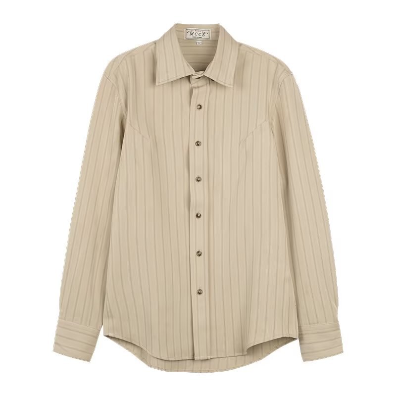 Men’s Vertical Stripe Button-Up Long Saleeve Dress Shirt