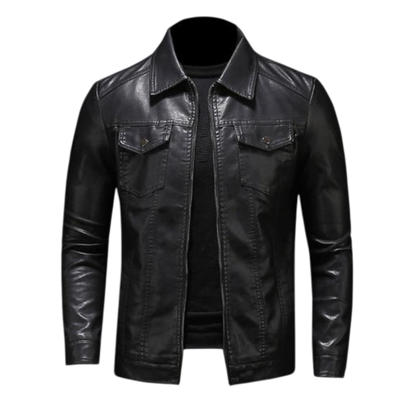 Men’s Classic Biker Jacket with Zip Detail