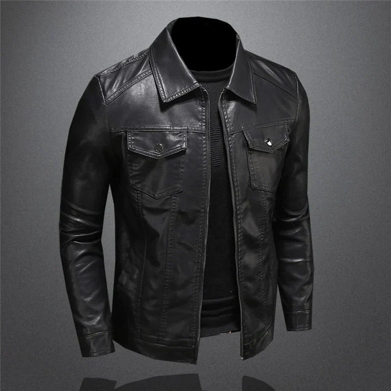 Men’s Classic Biker Jacket with Zip Detail