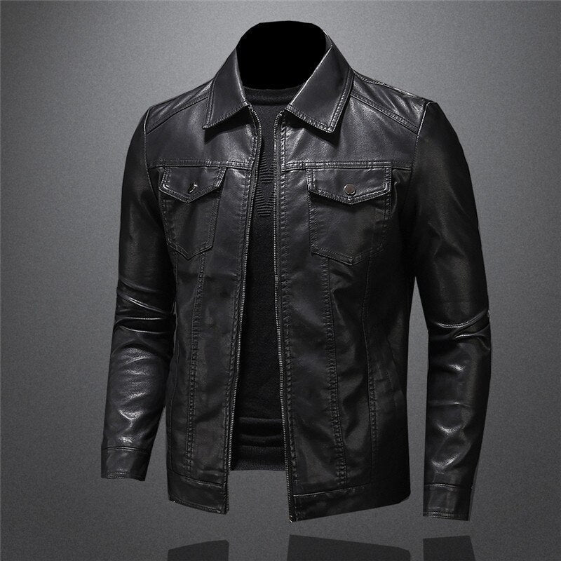 Men’s Classic Biker Jacket with Zip Detail