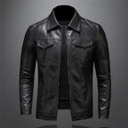 Men’s Classic Biker Jacket with Zip Detail Black
