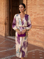 Women’s Elegant Two-Piece Blouse and Skirt Set Purple