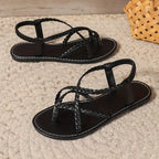 Women’s Braided Flat Sandals for Spring and Summer Casual Wear