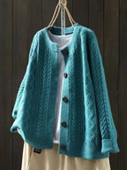 Women’s Oversized Cable-Knit Button-Down Cardigan Blue
