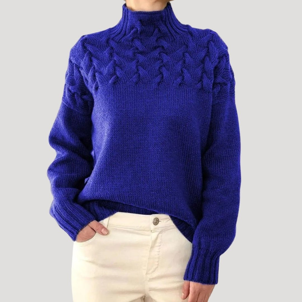 Women’s Cable Knit Turtleneck Jumper Blue