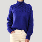 Women’s Cable Knit Turtleneck Jumper Blue