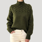 Women’s Cable Knit Turtleneck Jumper Dark Green