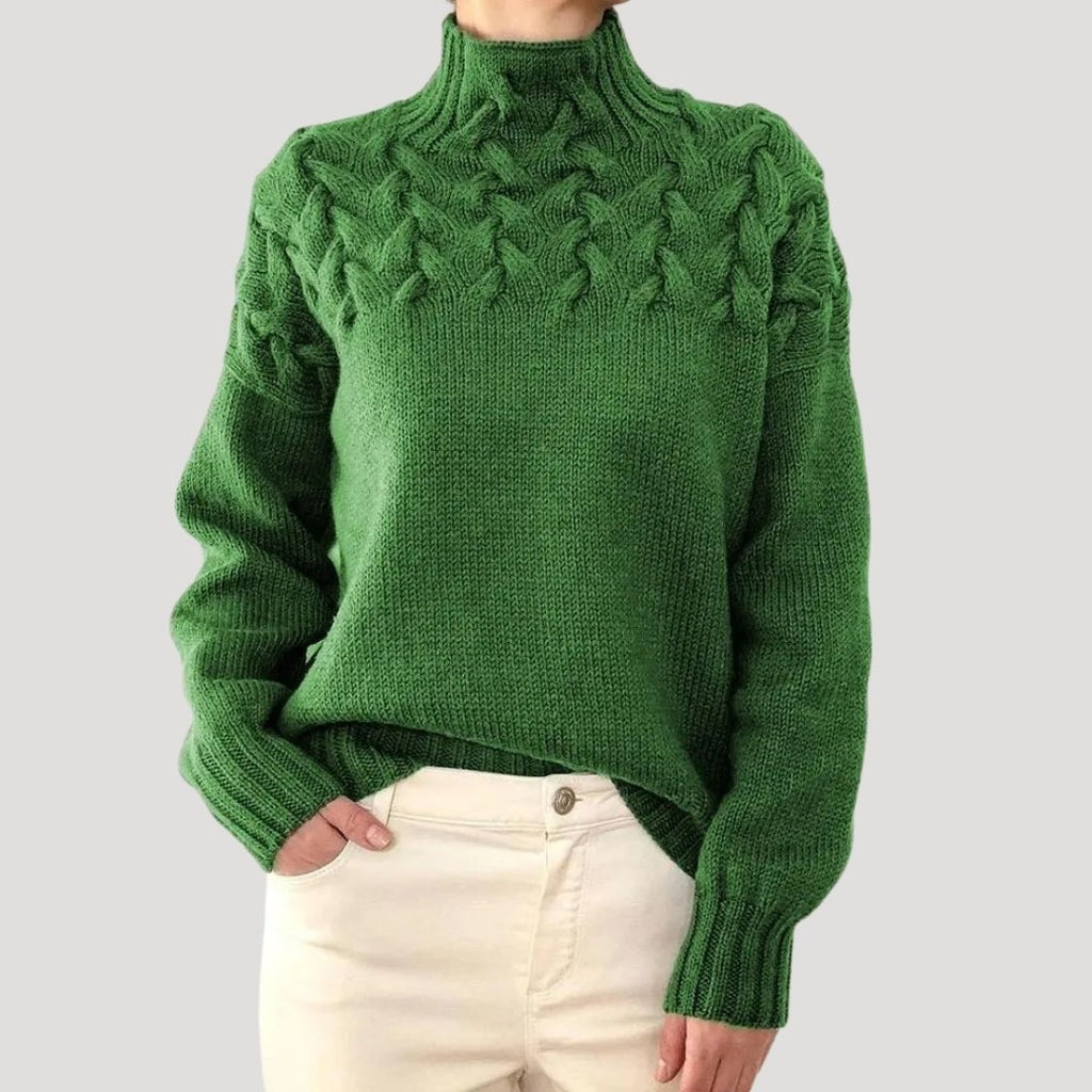 Women’s Cable Knit Turtleneck Jumper Green