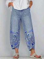 Women’s Casual Comfort Trousers with Relaxed Fit Blue