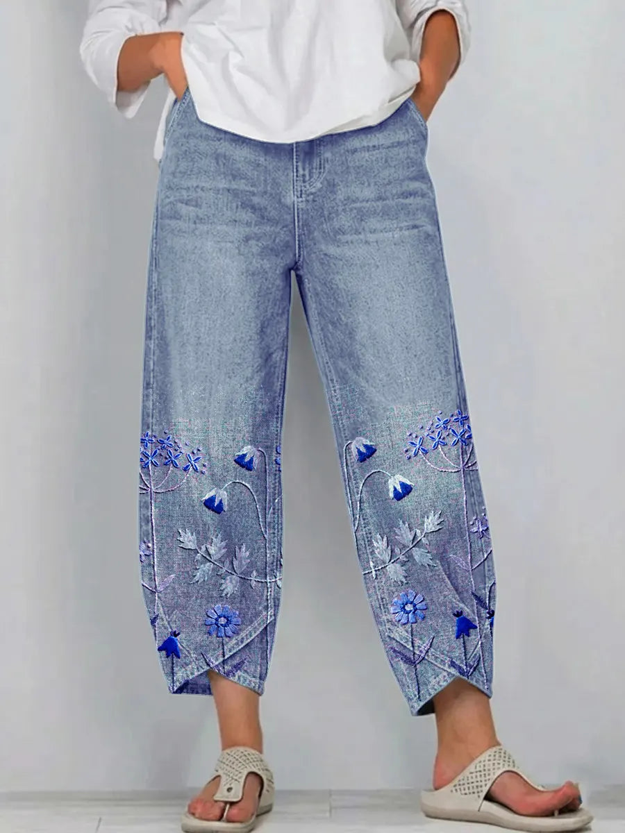 Women’s Casual Comfort Trousers with Relaxed Fit Blue