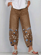 Women’s Casual Comfort Trousers with Relaxed Fit Brown