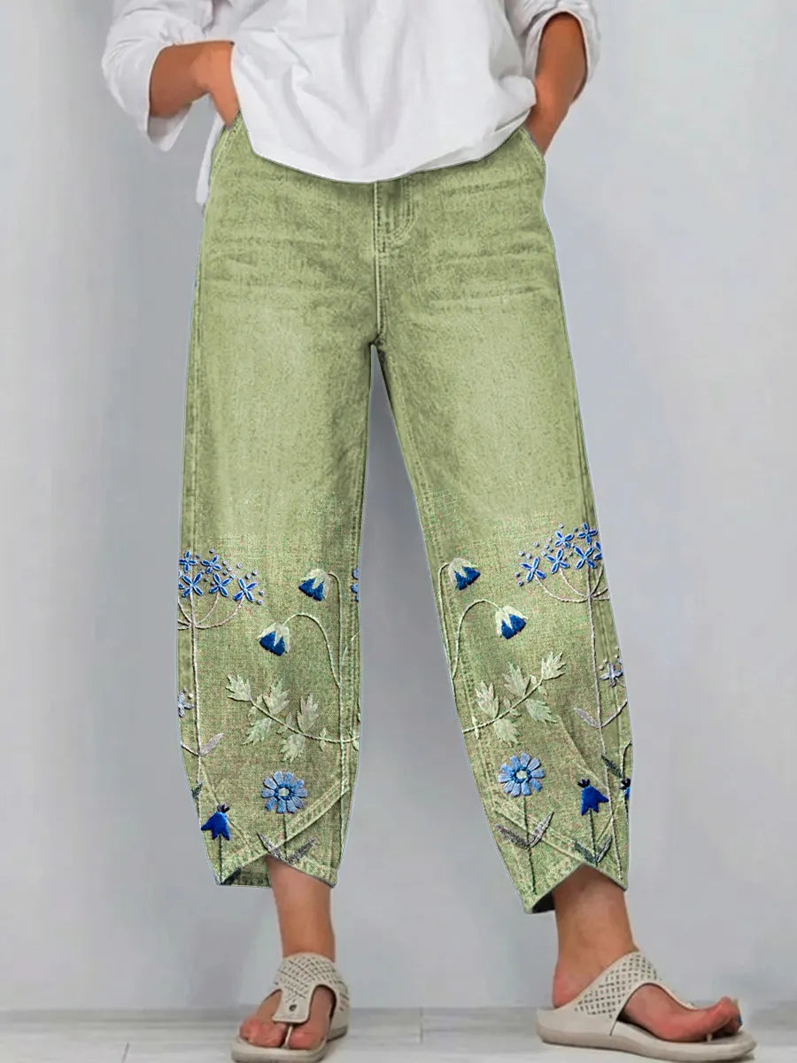 Women’s Casual Comfort Trousers with Relaxed Fit Green