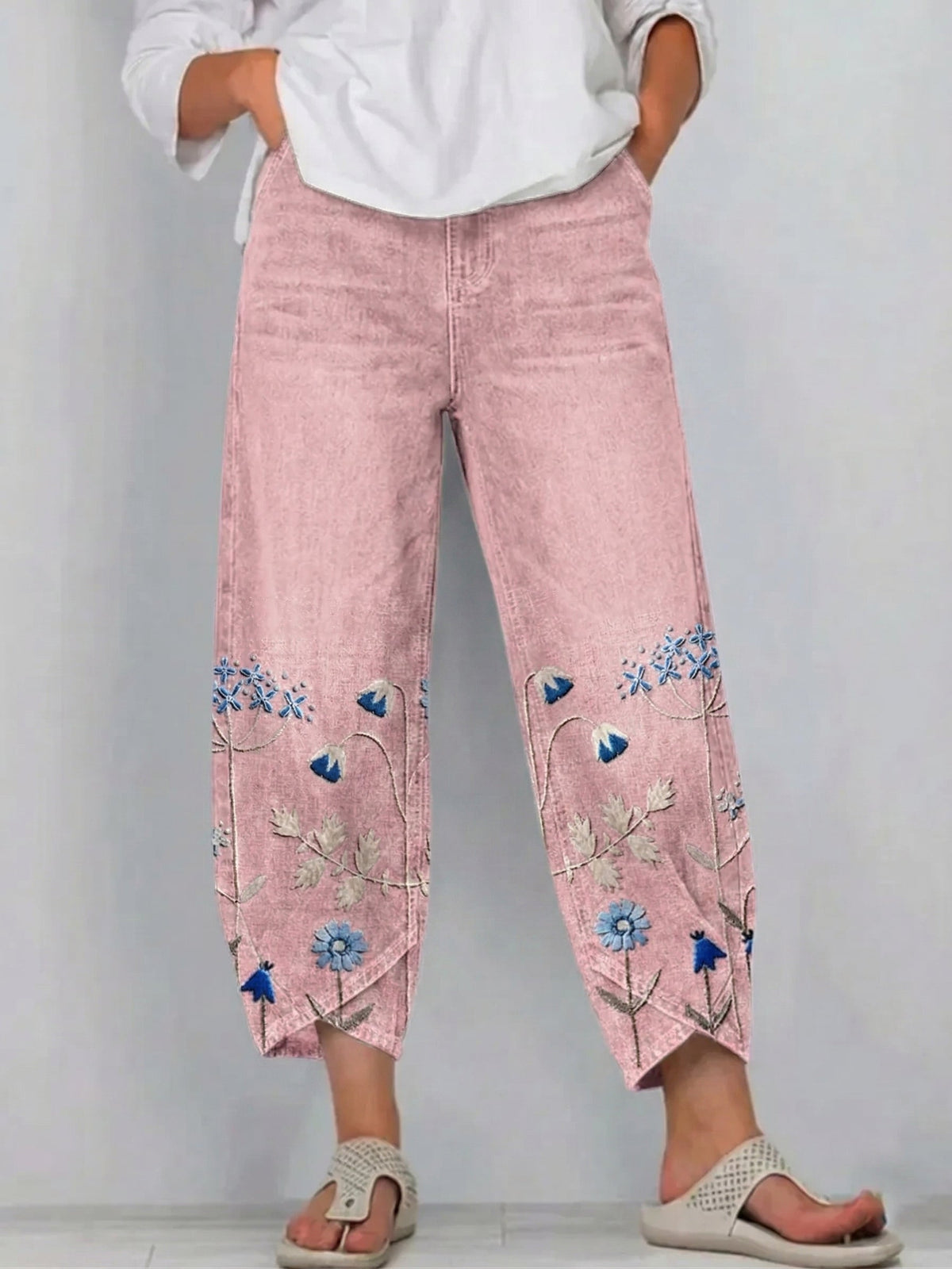 Women’s Casual Comfort Trousers with Relaxed Fit Pink