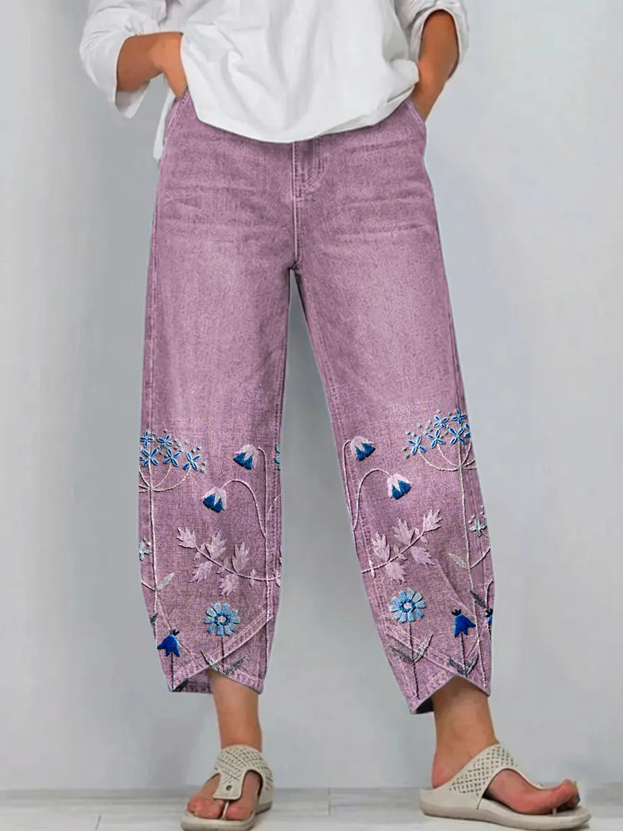 Women’s Casual Comfort Trousers with Relaxed Fit Purple