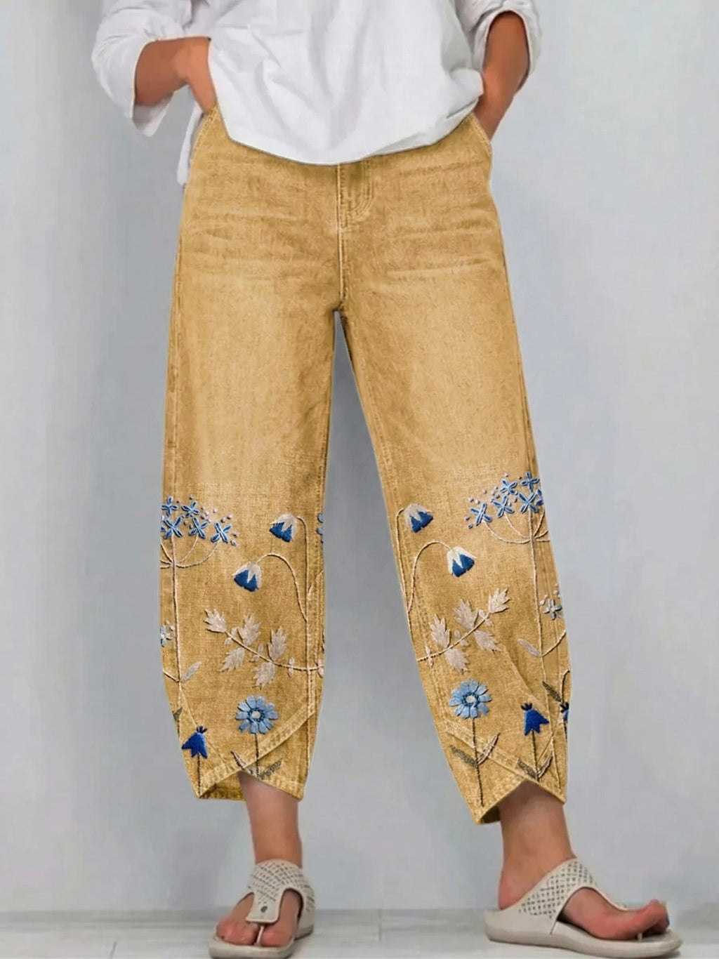 Women’s Casual Comfort Trousers with Relaxed Fit Yellow