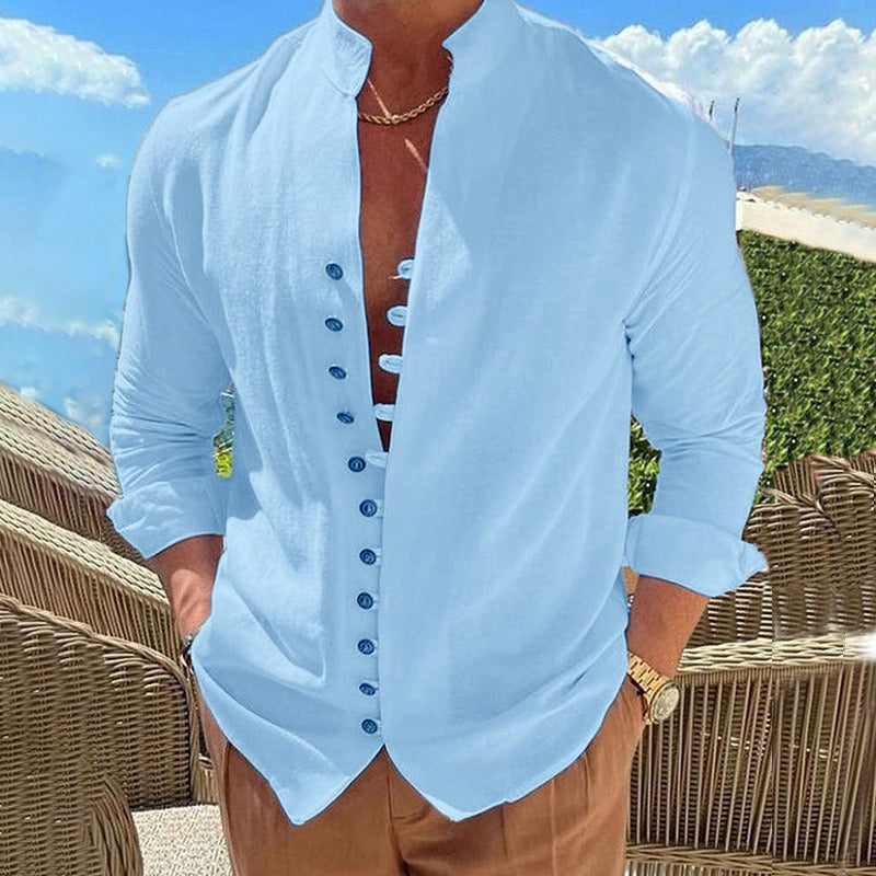 Men’s Comfortable Long Sleeve Shirt Blue