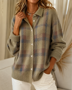 Women’s Checked Knitted Cardigan Brown