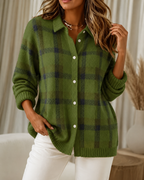 Women’s Checked Knitted Cardigan Green