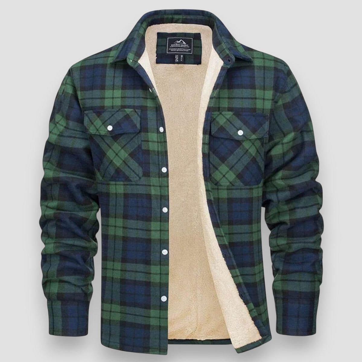Men’s Casual Checked Shirt Jacket Green
