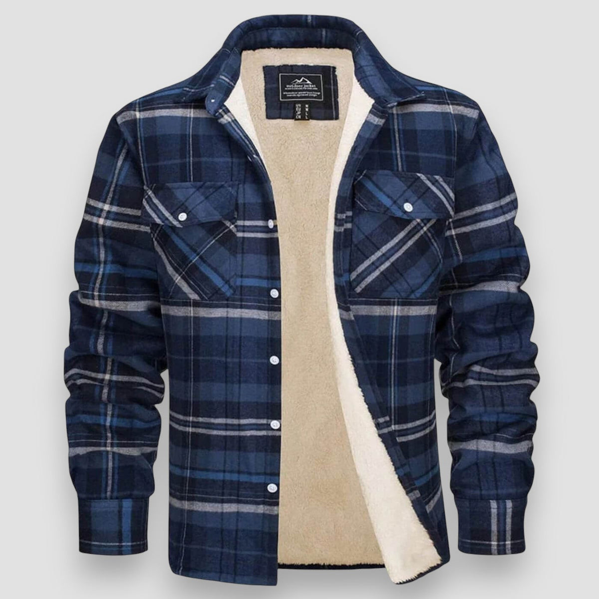 Men’s Casual Checked Shirt Jacket Navy