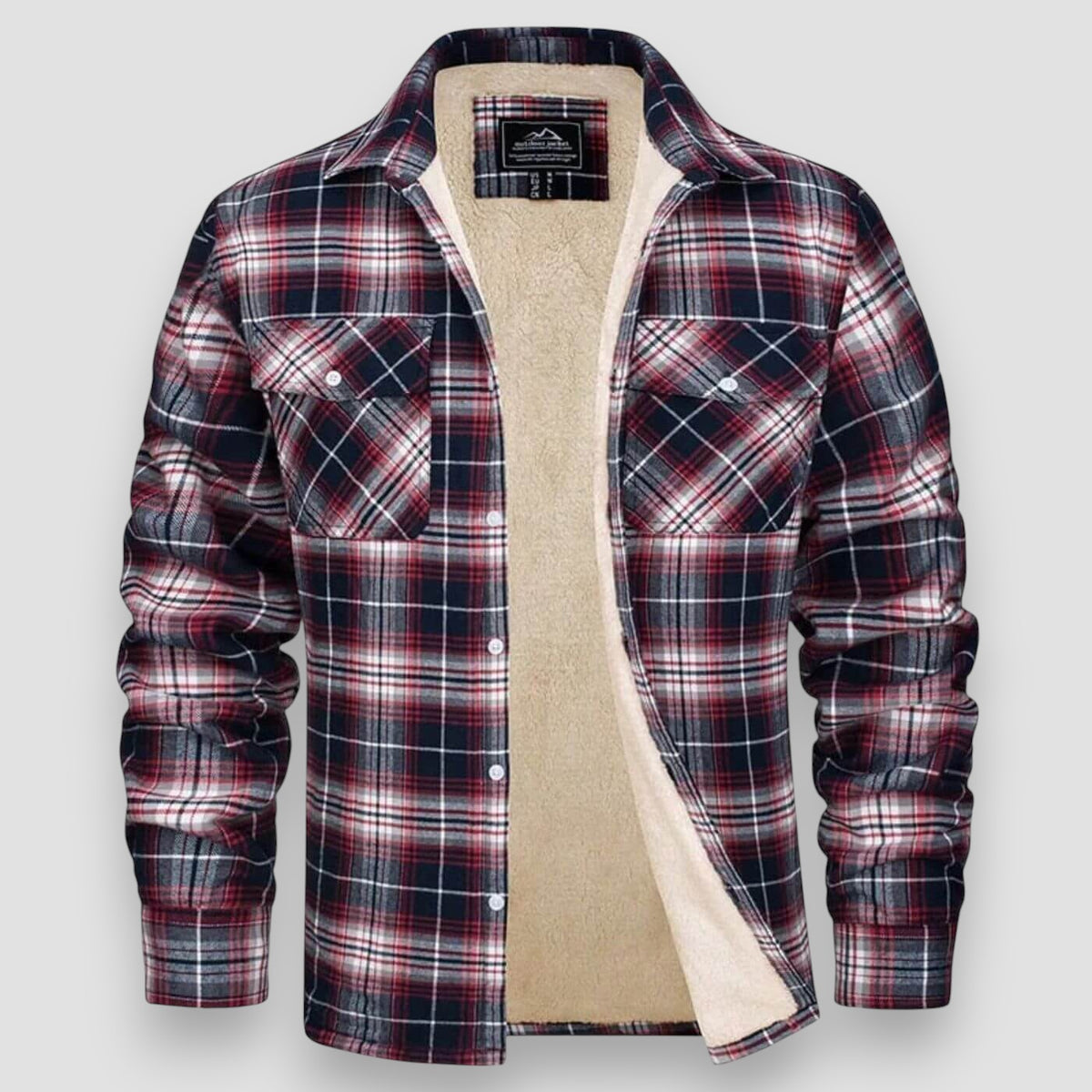 Men’s Casual Checked Shirt Jacket Red and Black